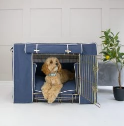 Promo 🔥 Personalised 🐕 Dog Crate Cover In Savanna Indigo by Lords & Labradors 🤩