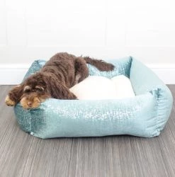 Buy 🛒 Lords & Labradors Luxury Zinc Velvet Box Bed For 🦮 Dogs 🔥 -Lords & Labradors Sales DuckEggZinc2