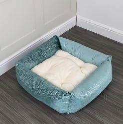 Buy 🛒 Lords & Labradors Luxury Zinc Velvet Box Bed For 🦮 Dogs 🔥 -Lords & Labradors Sales DuckEggZincStudio1