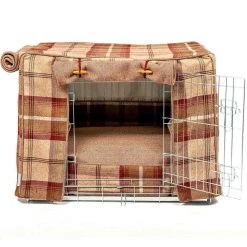 Outlet ❤️ Dog Crate Set in Balmoral Mulberry Tweed by Lords & Labradors 👏 -Lords & Labradors Sales balmoral mulberry tweed crate set by lords labradors studio silver