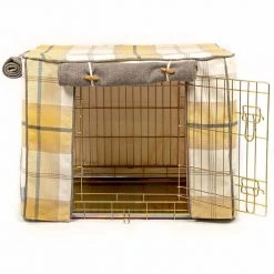 New ⌛ Dog Crate Set in Balmoral Ochre Ash Tweed by Lords & Labradors 👍 -Lords & Labradors Sales balmoral ochre ash tweed crate set by lords labradors studio front