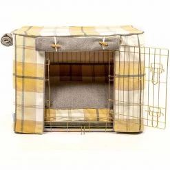 New ⌛ Dog Crate Set in Balmoral Ochre Ash Tweed by Lords & Labradors 👍 -Lords & Labradors Sales balmoral ochre ash tweed crate set by lords labradors studio frony no bumper