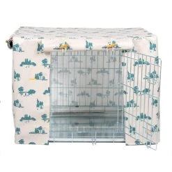 Best deal 😍 Dog Crate Set in Central Park Oil Cloth by Lords & Labradors 🤩 -Lords & Labradors Sales central park oil cloth crate set by lords labradors studio front