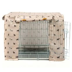 Cheap 👍 Dog Crate Set in Cosmopolitan 🦮 Dog Oil Cloth by Lords & Labradors ✨ -Lords & Labradors Sales cosmopolitan dog oil cloth crate set by lords labradors front