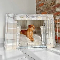 Outlet 😉 Dog Crate with Neutral Tweed Crate Cover by Lords & Labradors ❤️ -Lords & Labradors Sales dog crate with neutral tweed crate cover by lords labradors