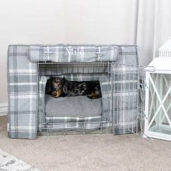 Outlet 😉 Dog Crate with Neutral Tweed Crate Cover by Lords & Labradors ❤️ -Lords & Labradors Sales dog crate with neutral tweed crate cover by lords labradors dove grey