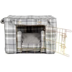 Deals ⭐ Dog Crate Set In Balmoral Dove Grey Tweed By Lords & Labradors 👍 -Lords & Labradors Sales dove grey full set gold