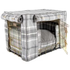 Deals ⭐ Dog Crate Set In Balmoral Dove Grey Tweed By Lords & Labradors 👍 -Lords & Labradors Sales dove grey full set gold2
