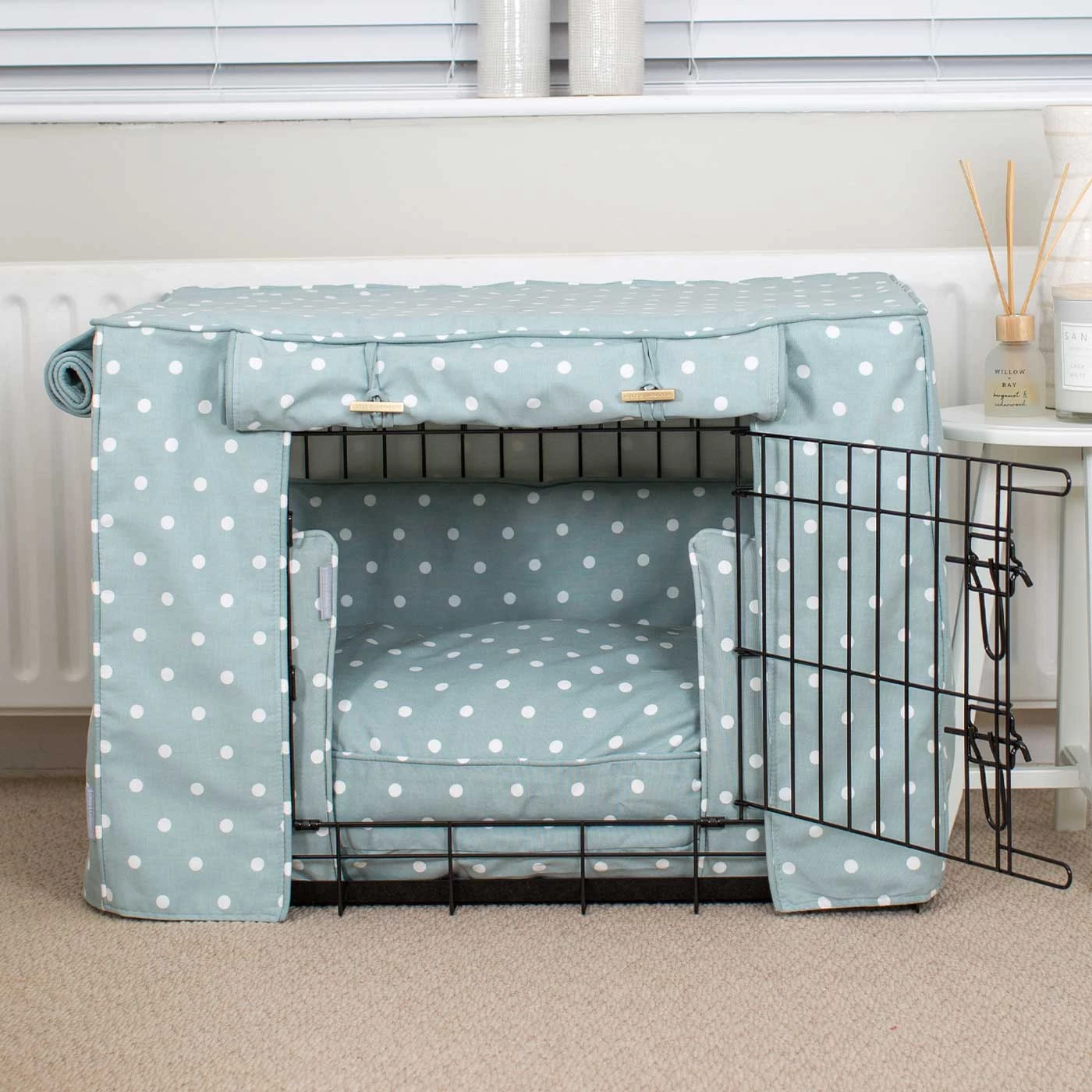 Wholesale 👏 Dog Crate Set in Duck Egg Spot by Lords & Labradors 🔥 2 Wholesale 👏 Dog Crate Set in Duck Egg Spot by Lords & Labradors 🔥 - Image 2