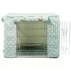 Buy 🔥 Dog Crate Cover in Duck Egg Spot Cotton by Lords & Labradors 🧨 -Lords & Labradors Sales duck egg spot cotton crate cover studio front
