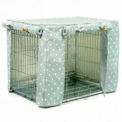 Buy 🔥 Dog Crate Cover in Duck Egg Spot Cotton by Lords & Labradors 🧨 -Lords & Labradors Sales duck egg spot cotton crate cover studio side