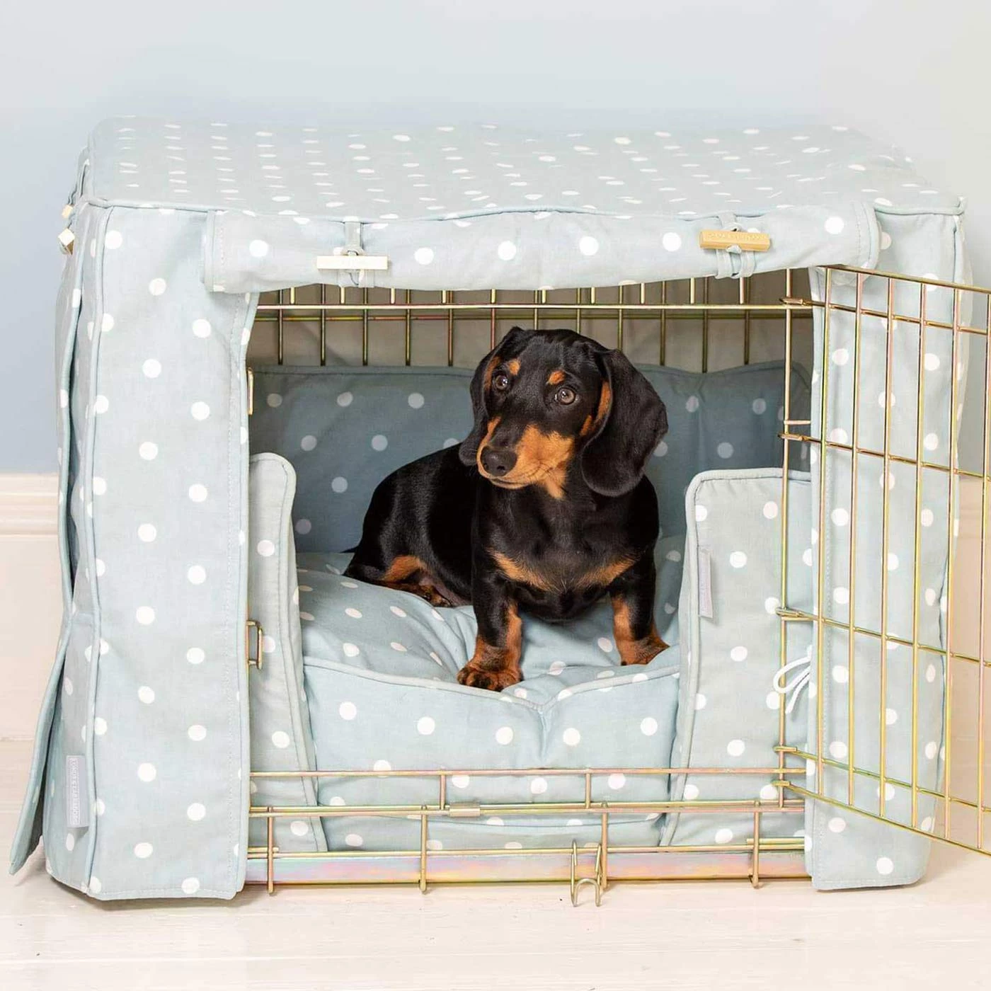 Wholesale 👏 Dog Crate Set in Duck Egg Spot by Lords & Labradors 🔥 1 Wholesale 👏 Dog Crate Set in Duck Egg Spot by Lords & Labradors 🔥