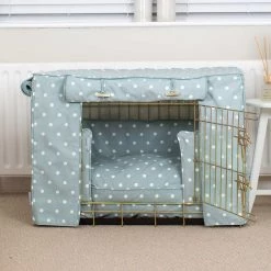 Wholesale 👏 Dog Crate Set in Duck Egg Spot by Lords & Labradors 🔥 12 Wholesale 👏 Dog Crate Set in Duck Egg Spot by Lords & Labradors 🔥 -Lords & Labradors Sales duck egg spot gold crate set