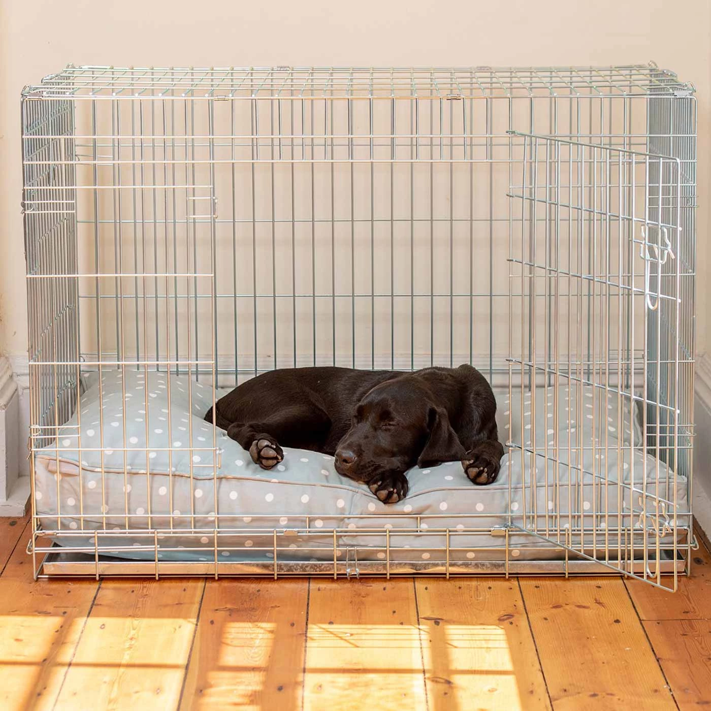 Best Pirce ๐ฅ Dog Crate Set in Duck Egg Spot Oil Cloth by Lords & Labradors ๐ 3 Best Pirce ๐ฅ Dog Crate Set in Duck Egg Spot Oil Cloth by Lords & Labradors ๐ - Image 3