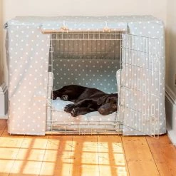Best Pirce 🔥 Dog Crate Set in Duck Egg Spot Oil Cloth by Lords & Labradors 🛒