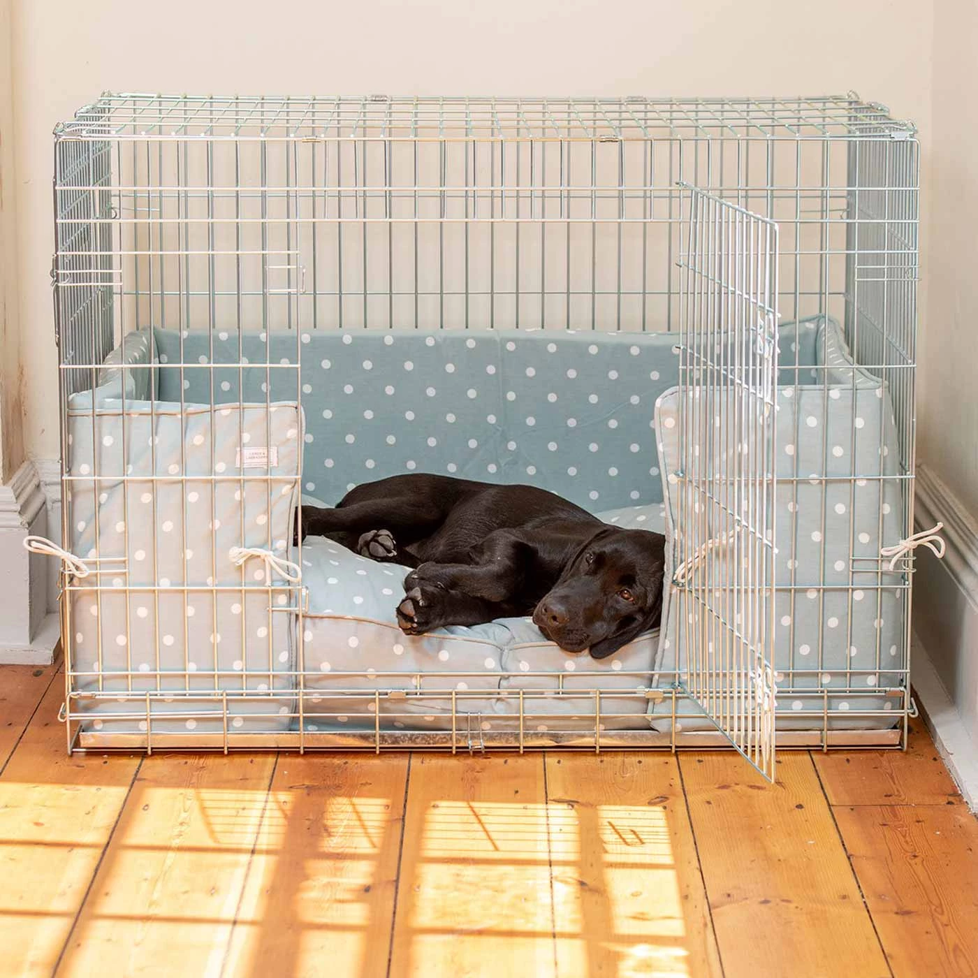 Best Pirce ๐ฅ Dog Crate Set in Duck Egg Spot Oil Cloth by Lords & Labradors ๐ 2 Best Pirce ๐ฅ Dog Crate Set in Duck Egg Spot Oil Cloth by Lords & Labradors ๐ - Image 2