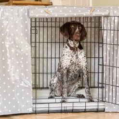 Promo 😍 Dog Crate Cover in Grey Spot Oil Cloth by Lords & Labradors 😀