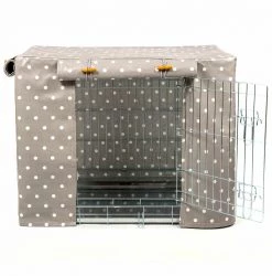 Hot Sale 🔥 Dog Crate Set in Grey Spot Oil Cloth by Lords & Labradors 🔥 11 Hot Sale 🔥 Dog Crate Set in Grey Spot Oil Cloth by Lords & Labradors 🔥 -Lords & Labradors Sales grey spot oil cloth crate set by lords labradors front grey