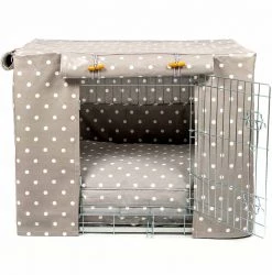 Hot Sale 🔥 Dog Crate Set in Grey Spot Oil Cloth by Lords & Labradors 🔥 10 Hot Sale 🔥 Dog Crate Set in Grey Spot Oil Cloth by Lords & Labradors 🔥 -Lords & Labradors Sales grey spot oil cloth crate set by lords labradors studio