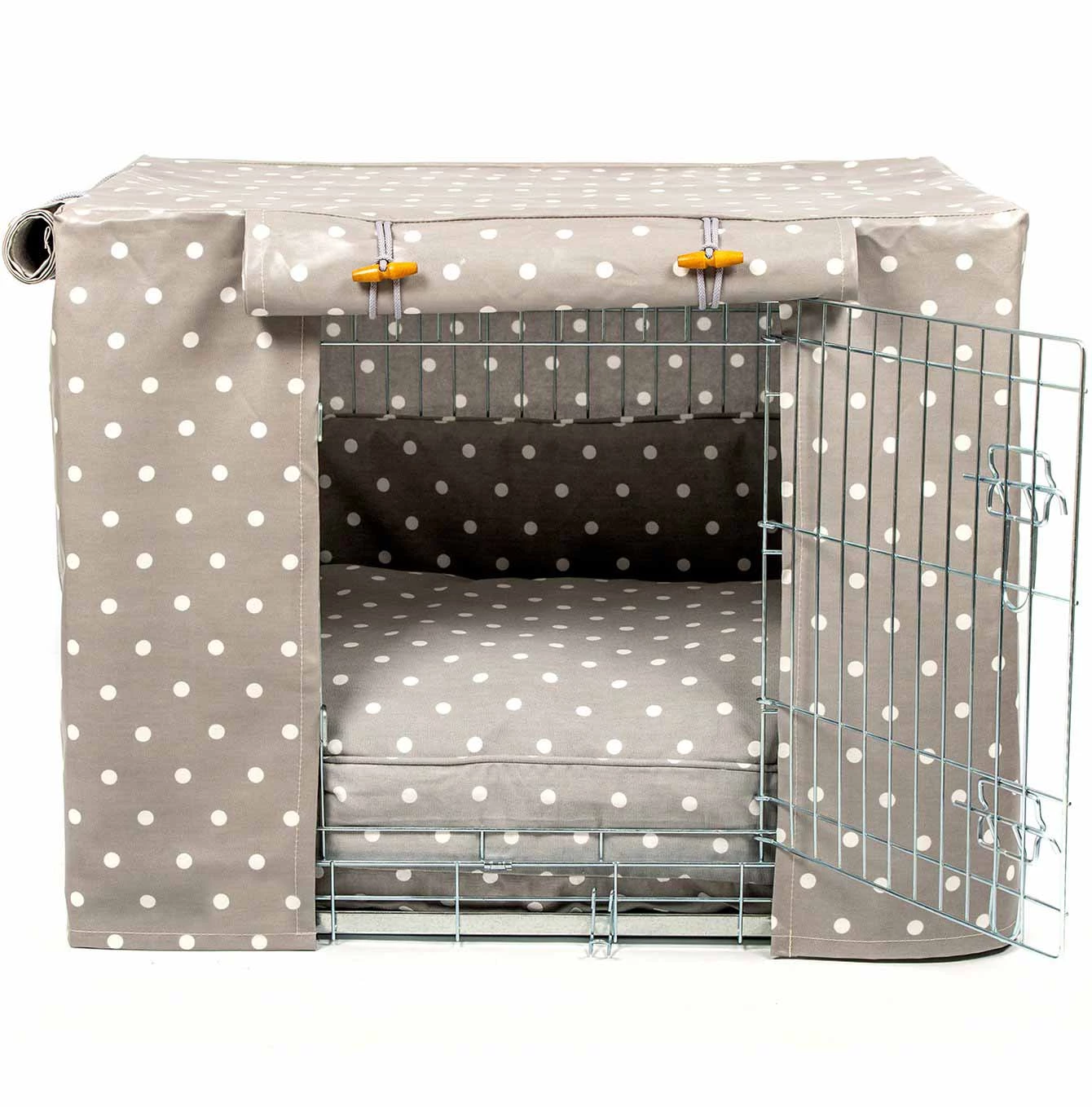 Hot Sale 🔥 Dog Crate Set in Grey Spot Oil Cloth by Lords & Labradors 🔥 4 Hot Sale 🔥 Dog Crate Set in Grey Spot Oil Cloth by Lords & Labradors 🔥 - Image 4