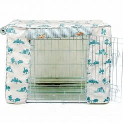 Cheap 🔔 Dog Crate with Cotton Crate Cover by Lords & Labradors 🎁 -Lords & Labradors Sales lords and labradors crate cotton crate cover set silver central park