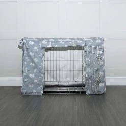 Cheap 🔔 Dog Crate with Cotton Crate Cover by Lords & Labradors 🎁 -Lords & Labradors Sales lords and labradors crate cotton crate cover set silver country park