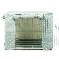 Cheap 🔔 Dog Crate with Cotton Crate Cover by Lords & Labradors 🎁 -Lords & Labradors Sales lords and labradors crate cotton crate cover set silver duck egg spot