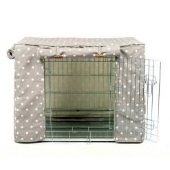 Cheap 🔔 Dog Crate with Cotton Crate Cover by Lords & Labradors 🎁 -Lords & Labradors Sales lords and labradors crate cotton crate cover set silver grey spot