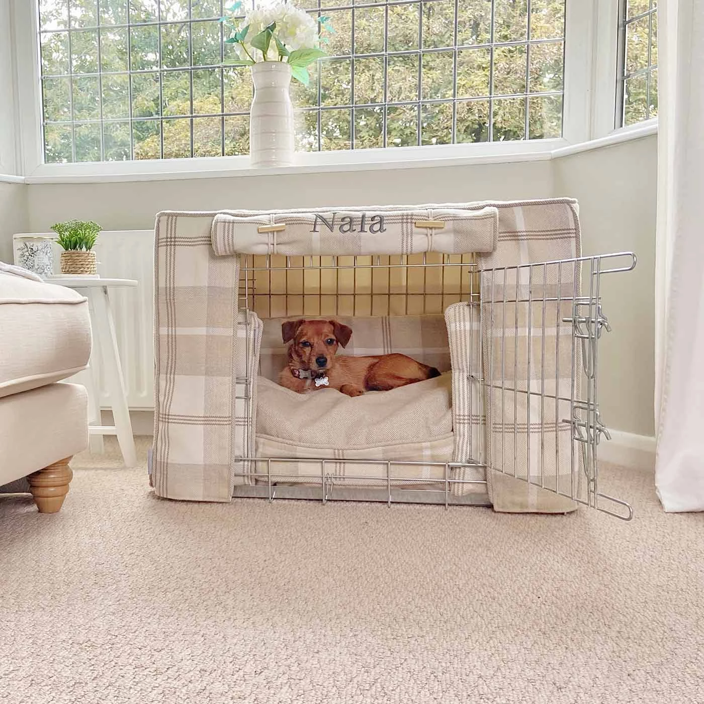 Promo ๐ Personalised ๐ Dog Crate Cover in Balmoral Natural Tweed by Lords & Labradors โ 2 Promo ๐ Personalised ๐ Dog Crate Cover in Balmoral Natural Tweed by Lords & Labradors โ - Image 2