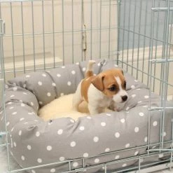 Best deal 🔔 Lords & Labradors Personalised Cosy & Calm Puppy Box Bed 💯 -Lords & Labradors Sales personalised cosy calm puppy box bed grey spot puppies