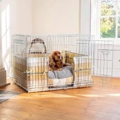 Flash Sale 🧨 Personalised 🦮 Dog Crate Bumper in Balmoral Ochre Ash Tweed by Lords & Labradors 👏