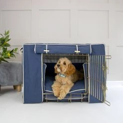 Lords & Labradors Sales -Lords & Labradors Sales personalised dog crate bumper in savanna indigo by lords labradors lifestyle