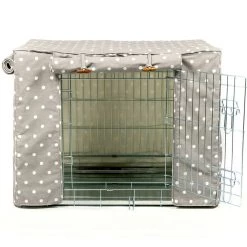 Best deal ✨ Personalised 🐶 Dog Crate Cover in Grey Spot Cotton by Lords & Labradors 👏 -Lords & Labradors Sales personalised dog crate cover grey spot cotton by lords labradors studio