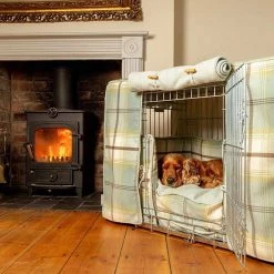 Budget 🎁 Personalised 🦮 Dog Crate Cover in Balmoral Duck Egg Tweed by Lords & Labradors 😀