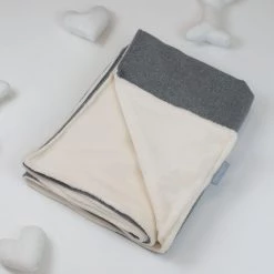 Outlet 🤩 Personalised 🦮 Dog & Puppy Cosy Tweed Blanket By Lords & Labradors 👏 -Lords & Labradors Sales personalised dog puppy cosy tweed blanket by lords labradors dove grey herringbone side