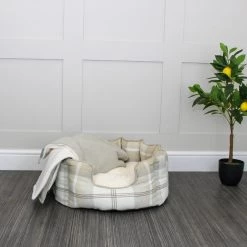 Buy 🛒 Lords & Labradors Personalised High Wall Neutral Tweed Bed For 🐕 Dogs 🤩 -Lords & Labradors Sales personalised high wall neutral tweed bed for dogs natural front