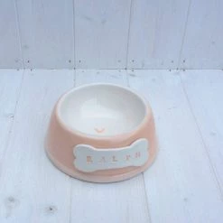 Budget 😍 Personalised Pastel 🐶 Dog Bowl by Purple Glaze - Angled 🛒 -Lords & Labradors Sales personalised pastel dog bowl by purple glaze angled orange