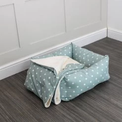 Wholesale ❤️ Lords & Labradors Personalised Box Bed For 🐕 Dogs - Spots & Stripes Collection 🧨 -Lords & Labradors Sales personalised spots stripes box bed for dogs duck egg spot blanket