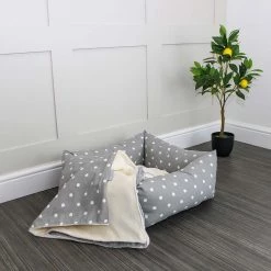 Wholesale ❤️ Lords & Labradors Personalised Box Bed For 🐕 Dogs - Spots & Stripes Collection 🧨 -Lords & Labradors Sales personalised spots stripes box bed for dogs grey spot