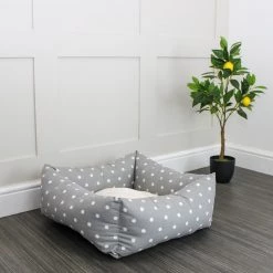 Wholesale ❤️ Lords & Labradors Personalised Box Bed For 🐕 Dogs - Spots & Stripes Collection 🧨 -Lords & Labradors Sales personalised spots stripes box bed for dogs grey spot lifestyle
