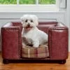 Discount 😍 Lords & Labradors Personalised Tetford 🐶 Dog Chesterfield in Berry Leather ✔️