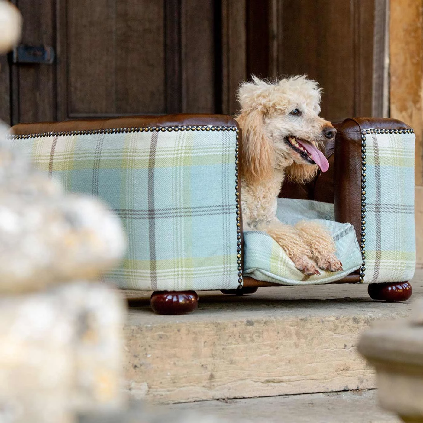 Buy โค๏ธ Lords & Labradors Personalised Tetford ๐ฆฎ Dog Chesterfield in Tan Leather & Duck Egg Tweed ๐ 4 Buy โค๏ธ Lords & Labradors Personalised Tetford ๐ฆฎ Dog Chesterfield in Tan Leather & Duck Egg Tweed ๐ - Image 4