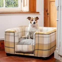 Promo 😀 Lords & Labradors Personalised Tetford Square Chesterfield in Ochre Ash Tweed 🎁