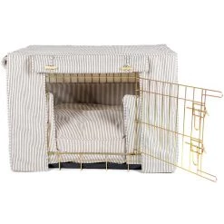 Wholesale 🧨 Dog Crate Set in Regency Stripe by Lords & Labradors ❤️ -Lords & Labradors Sales regency cotton set gold 2