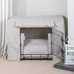 Wholesale 🧨 Dog Crate Set in Regency Stripe by Lords & Labradors ❤️ -Lords & Labradors Sales regency stripe black crate set 2