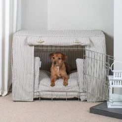 Wholesale 🧨 Dog Crate Set in Regency Stripe by Lords & Labradors ❤️ -Lords & Labradors Sales regency stripe silver crate set