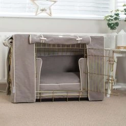 Cheapest 👍 Dog Crate Set in Savanna Stone by Lords & Labradors 🥰 -Lords & Labradors Sales savanna stone gold crate set